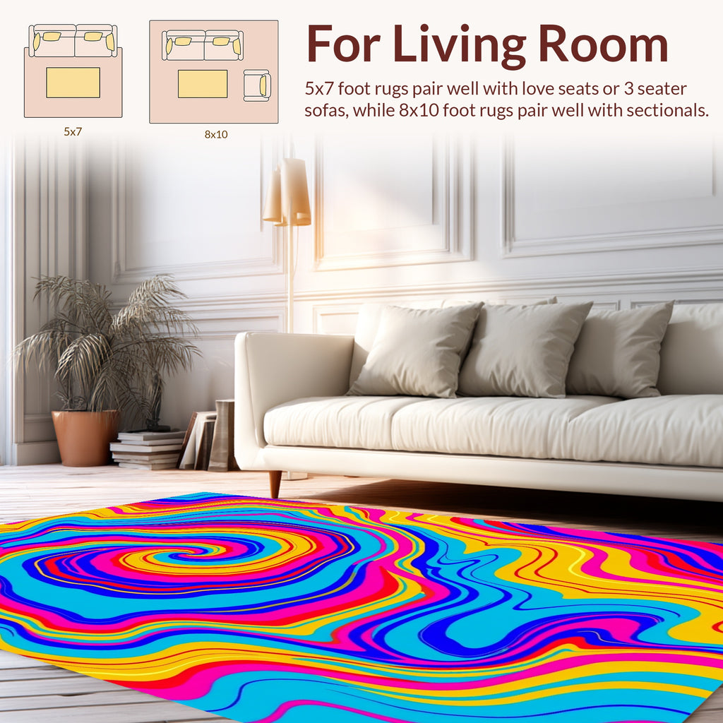 Vibrant Swirl Psychedelic Design Rug