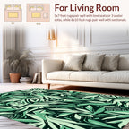Verdant Leaf Pattern Artful Print Rug