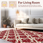 Rich Burgundy Floral Pattern Design Rug