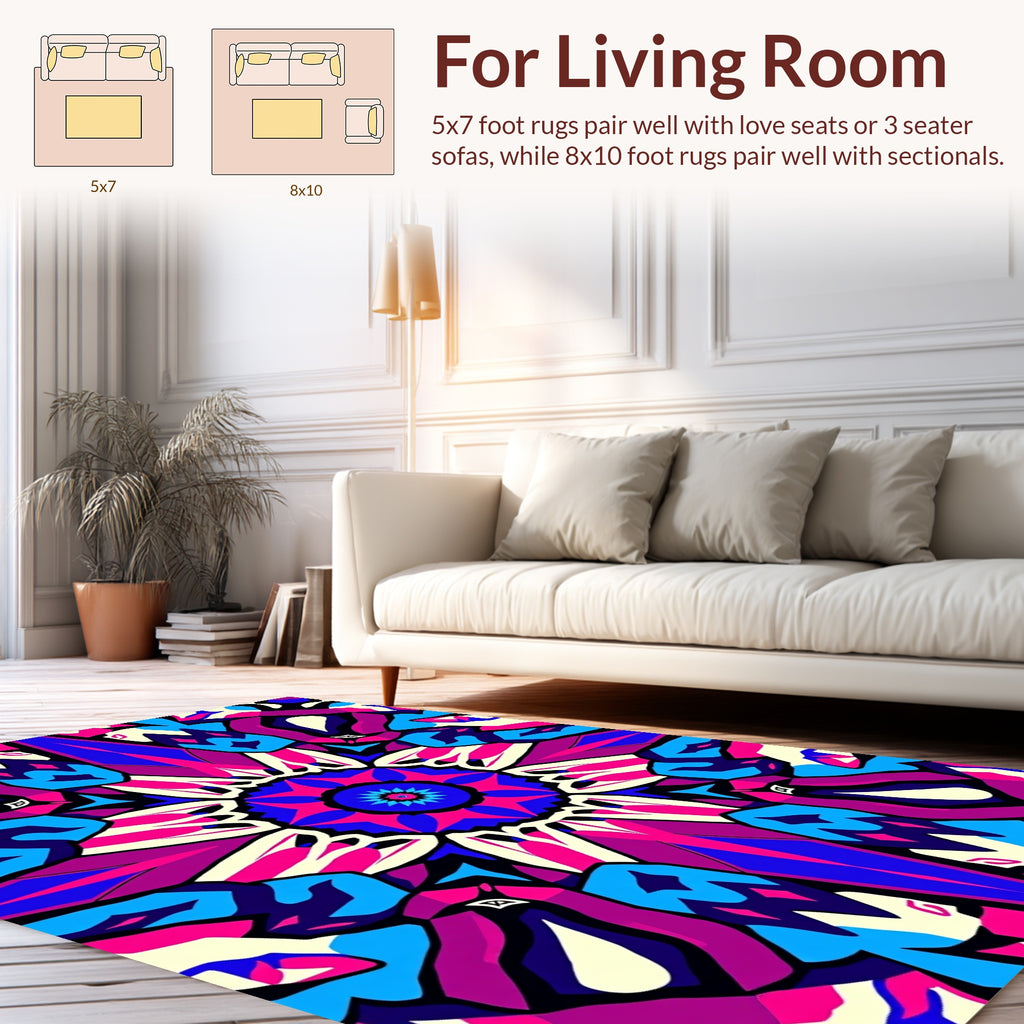 Vibrant Abstract Symmetric Mandala Rug