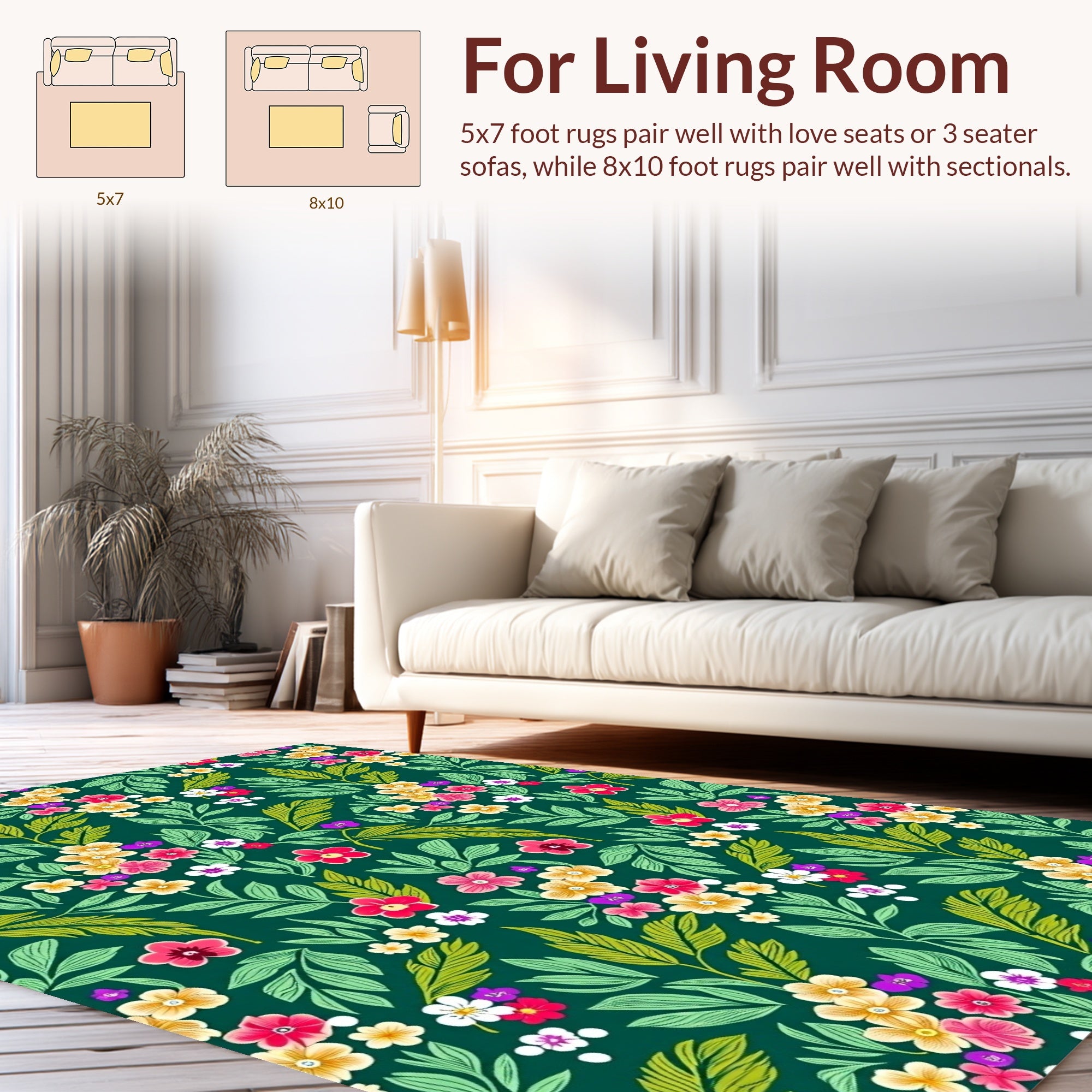 Lush Greenery Floral Pattern Rug