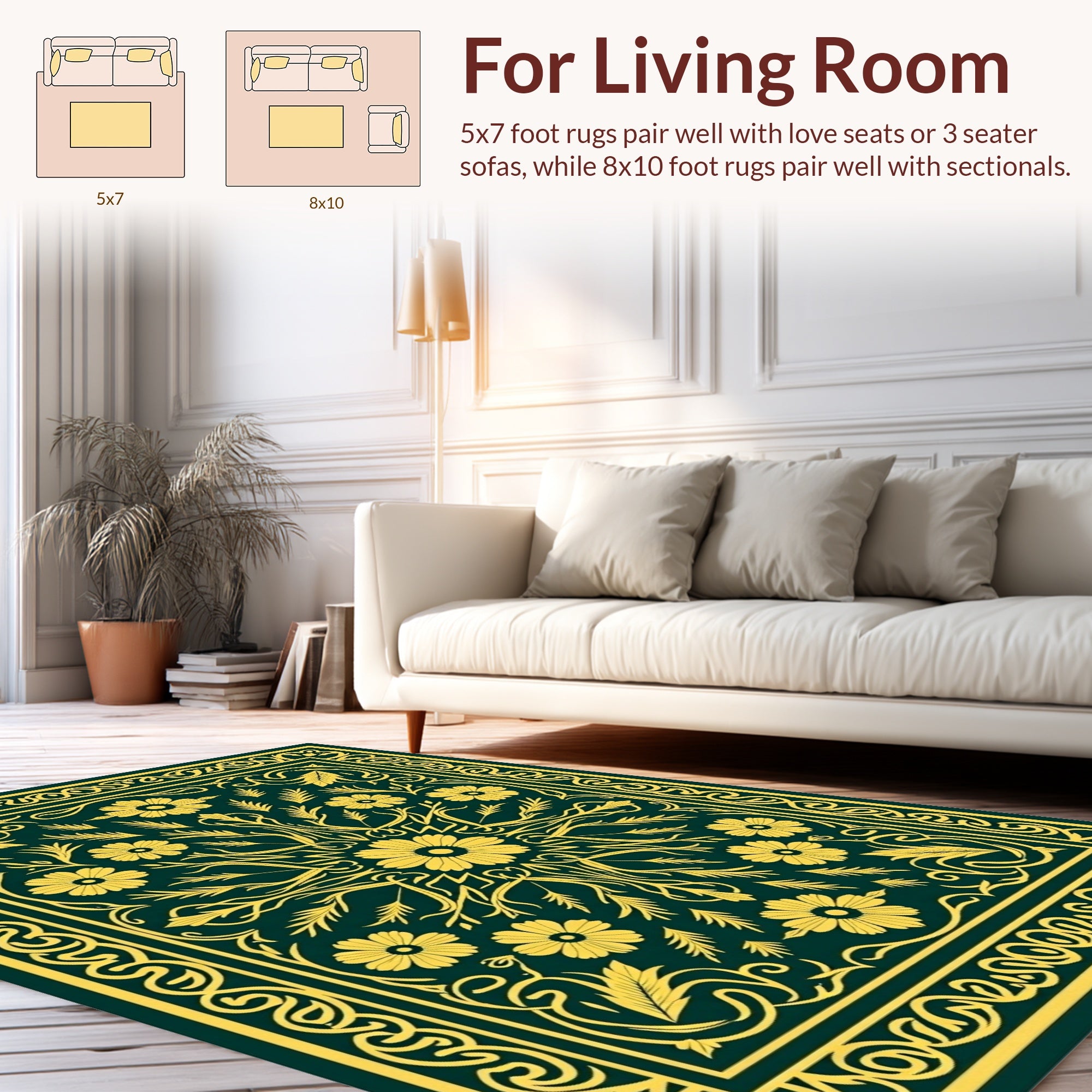 Elaborate Floral Medallion Pattern Rug
