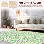 Delicate Floral Sketch with Light Green Background Rug