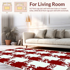 Bold Red White Interlocking Shape Pattern Rug