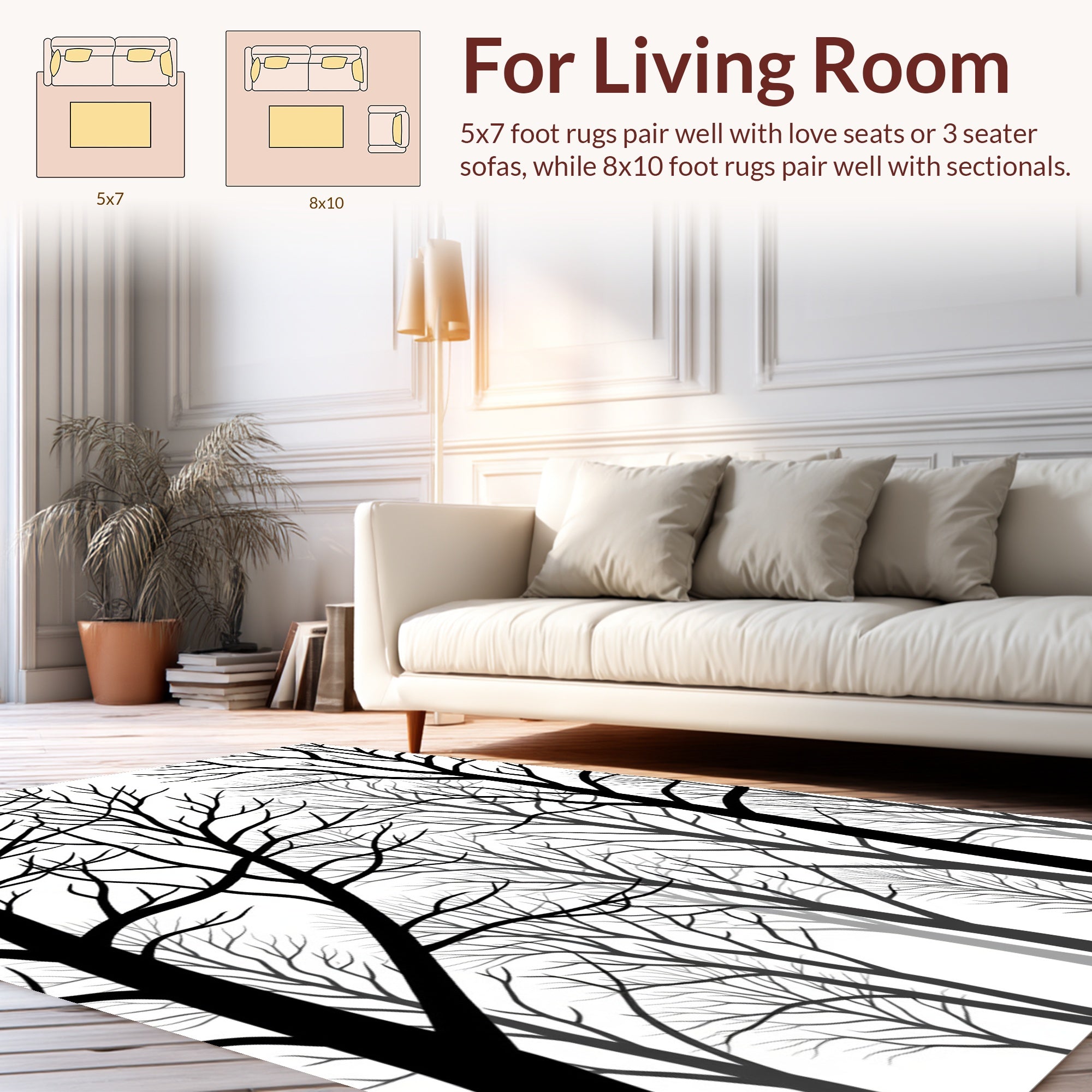 Bare Trees Silhouette Pattern Design Rug