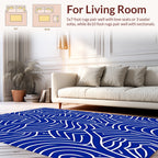 Bold Blue White Abstract Intertwined Rug