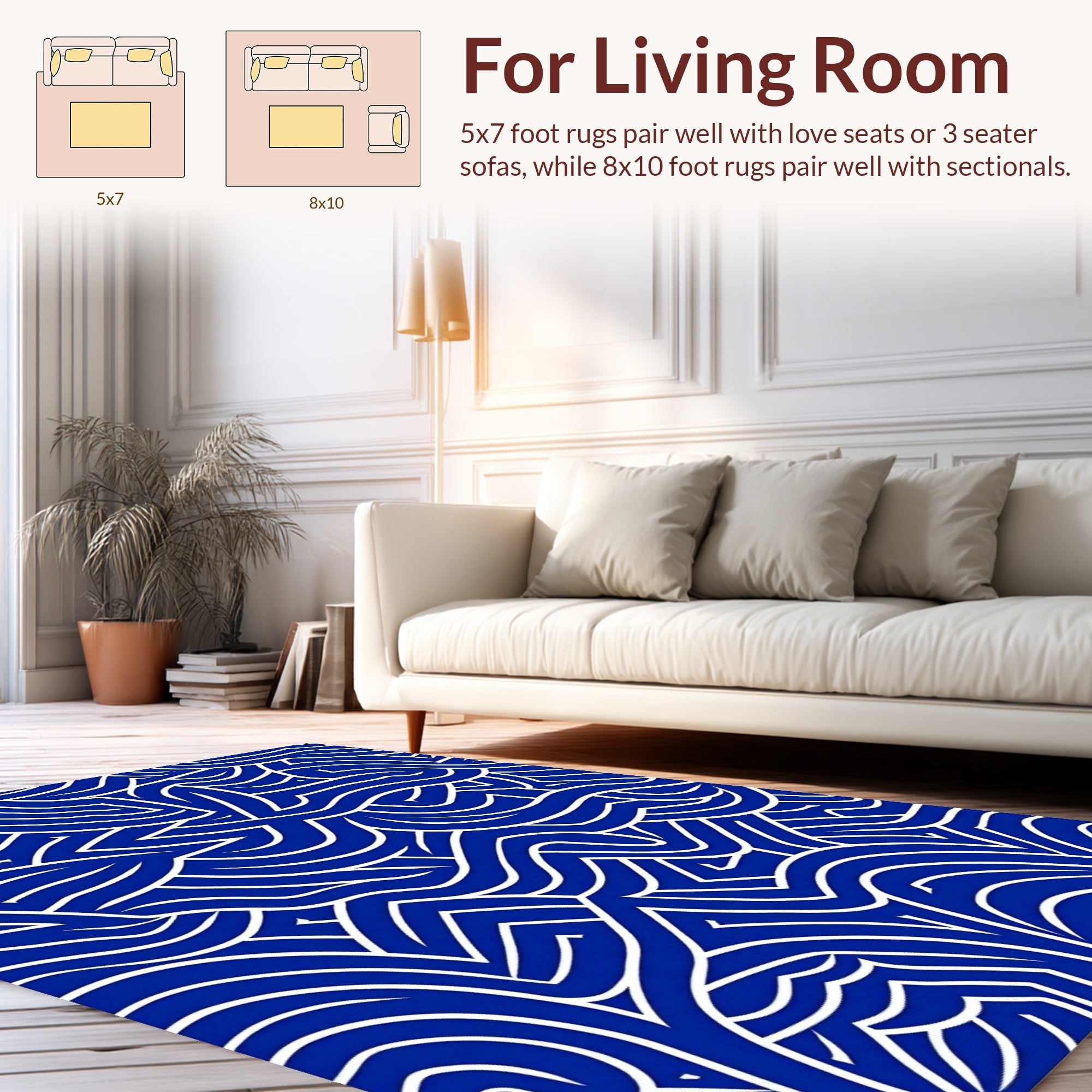 Bold Blue White Abstract Intertwined Rug