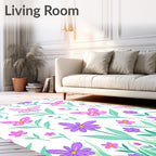 Whimsical Flowers and Butterflies Pattern Rug