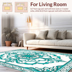 Ornate Teal Floral Mandala Pattern Rug