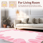 Soft Pink Petal Border Design Rug
