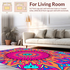 Vibrant Pink Orange Floral Mandala Rug