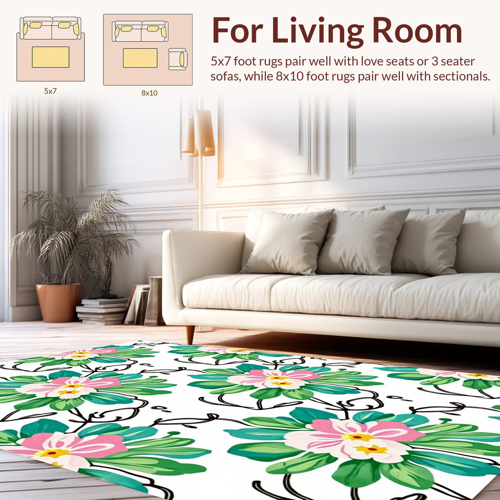Bushes and Blossoms With Swirls Rug