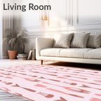 Pink Utensil Collage Rug