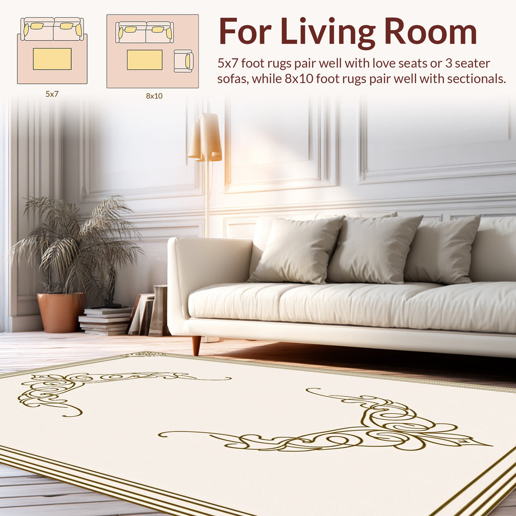 Elegant Swirls Decorative Frame Rug