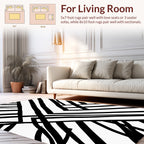 Bold Black White Abstract Stripe Design Rug