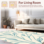 Teal Botanical Leaf Design Rug