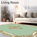 Elegant Gold And Cream Floral Design Rug