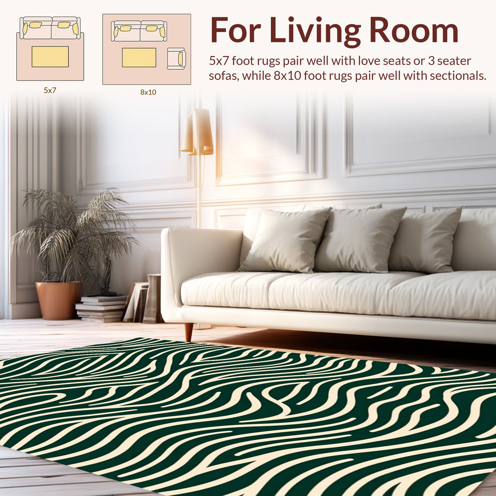Wavy Lines Flowing Cream Pattern Rug