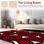 Bold Red Black Maze Pattern Rug