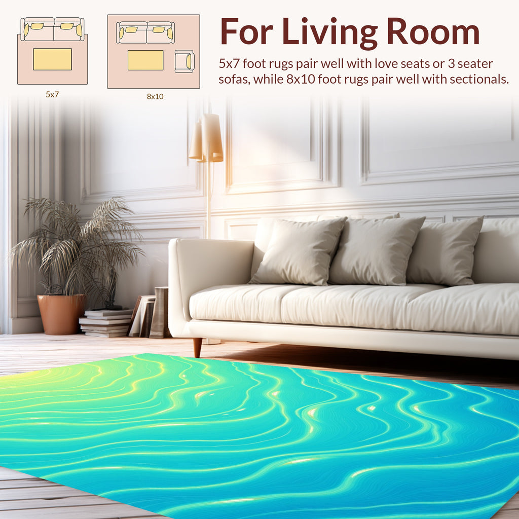Aqua Yellow Wavy Lines Rug