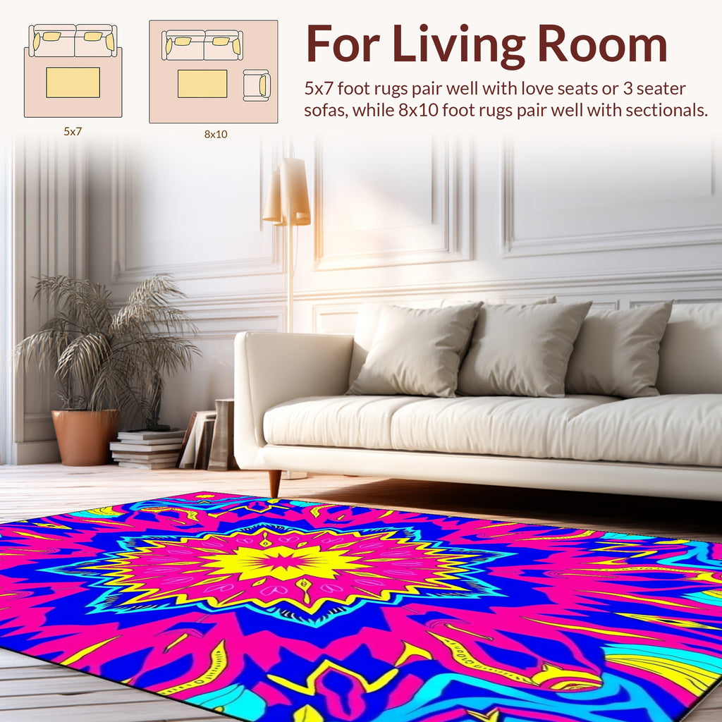 Vibrant Psychedelic Starburst Design Rug