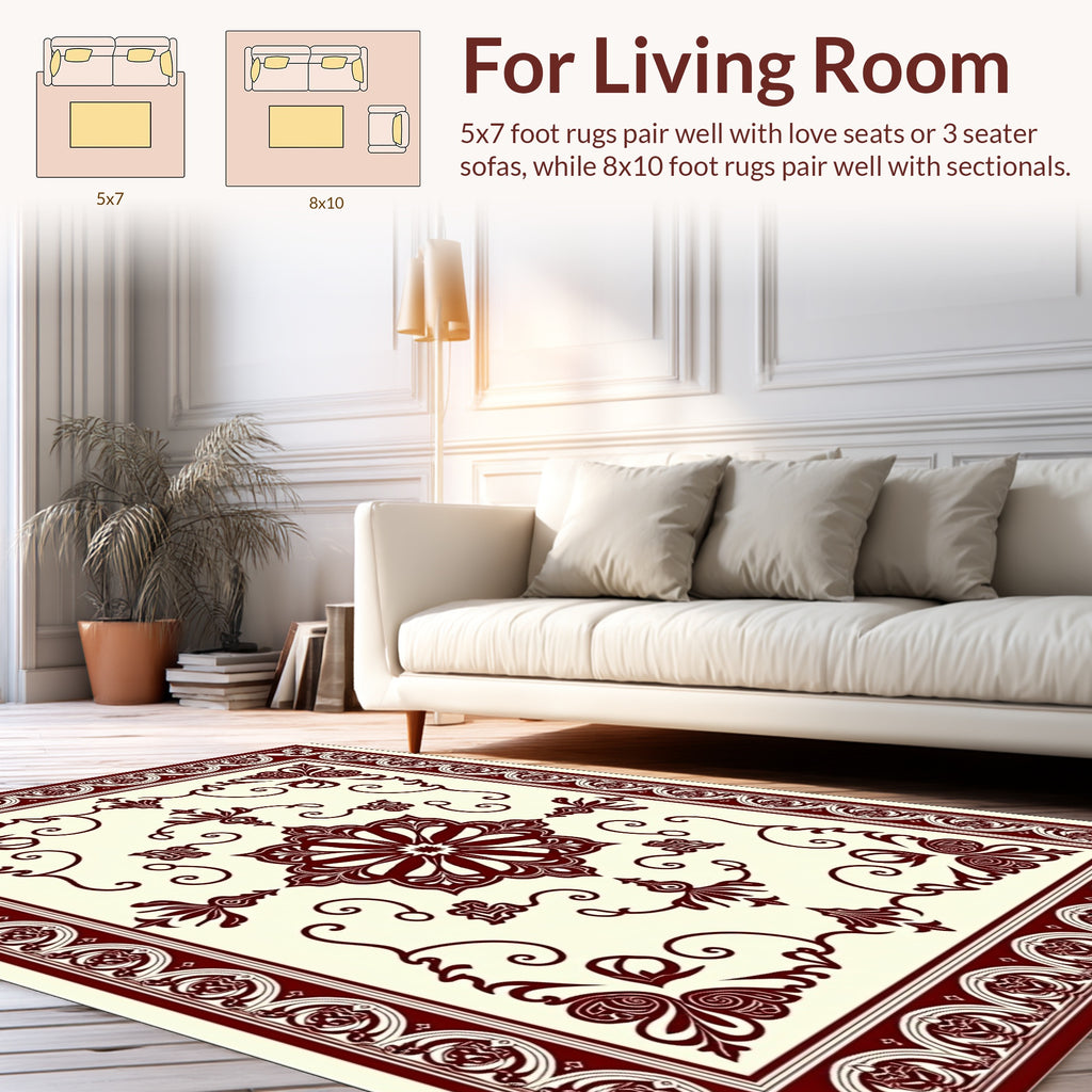 Elaborate Floral Bordered Medallion Rug