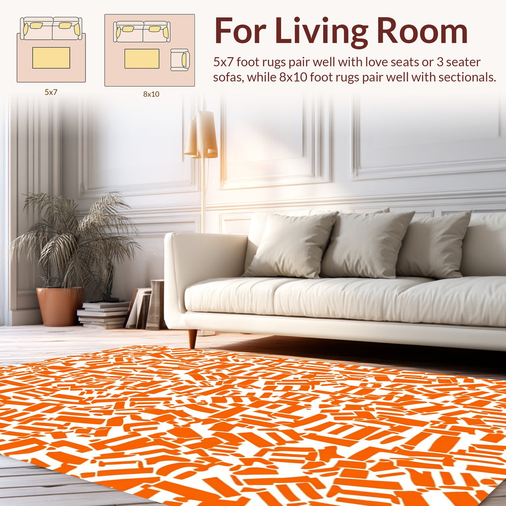 Abstract Orange Shapes Pattern Rug
