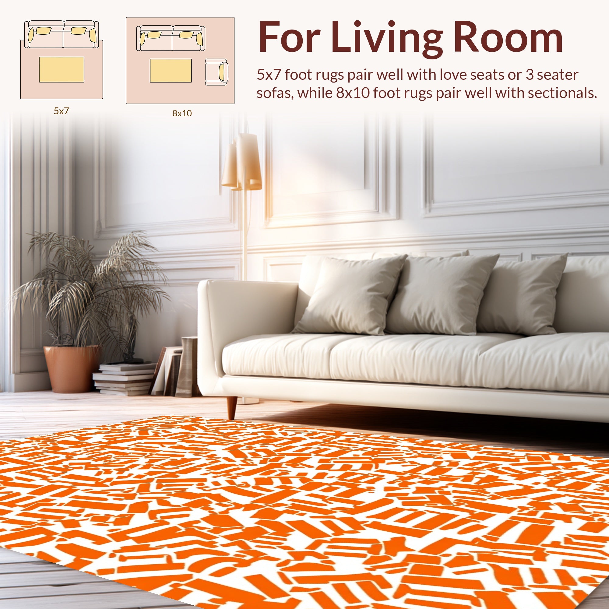 Abstract Orange Shapes Pattern Rug