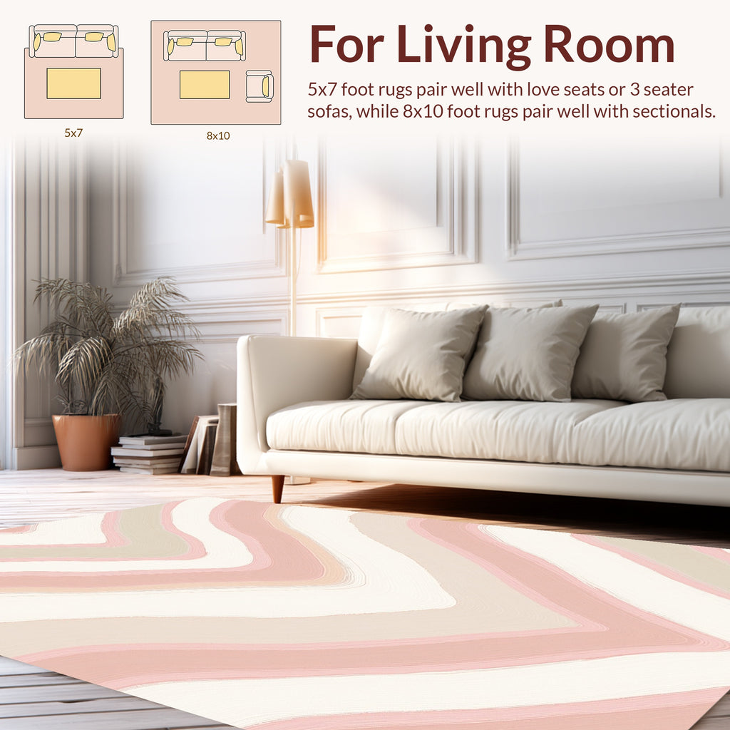 Soft Pink Chevron Wavy Texture Rug
