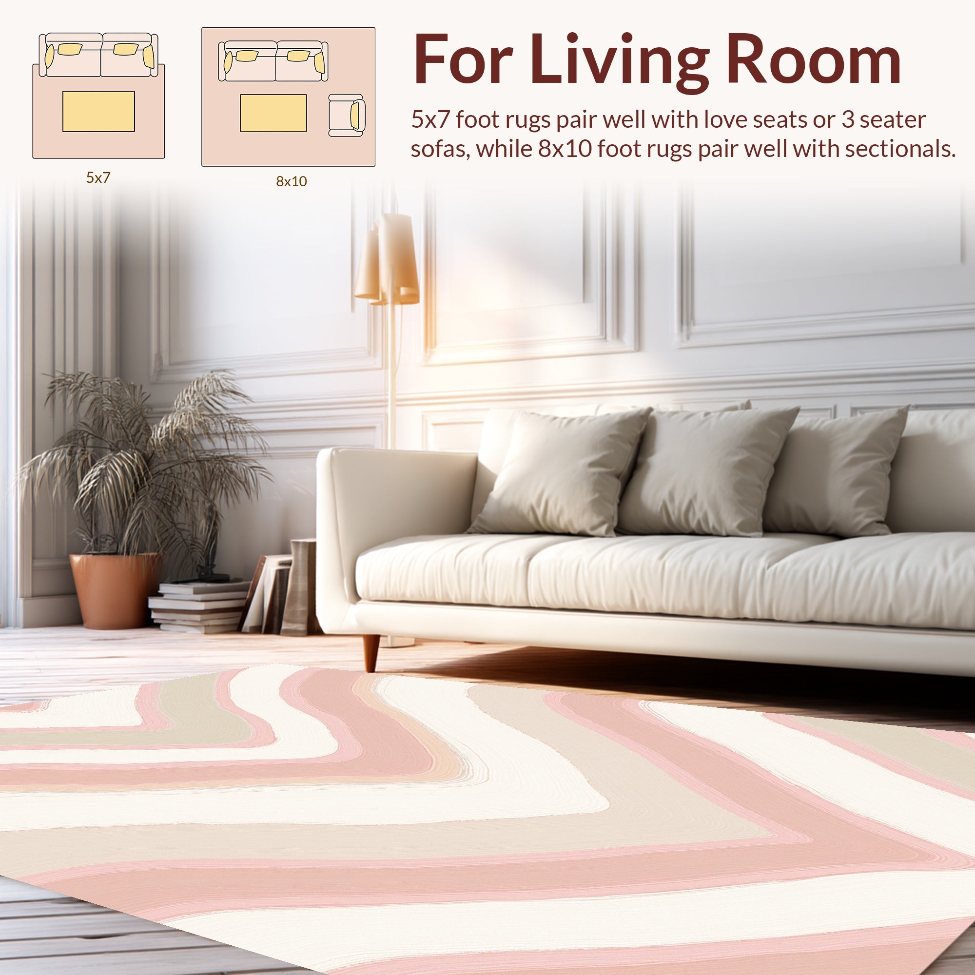 Soft Pink Chevron Wavy Texture Rug