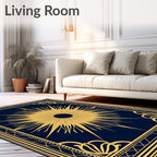 Golden Sun Burst Art Deco Rug