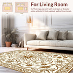 Brown Floral Leaf Intricate Pattern Rug