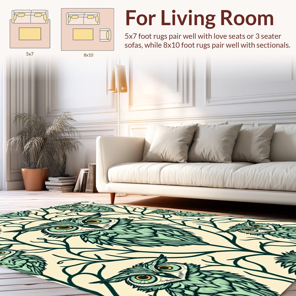 Wise Owl Tree Pattern Design Rug