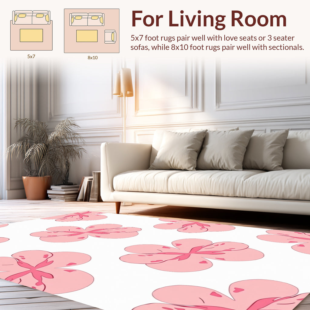 Pink Floral Pattern Design Rug