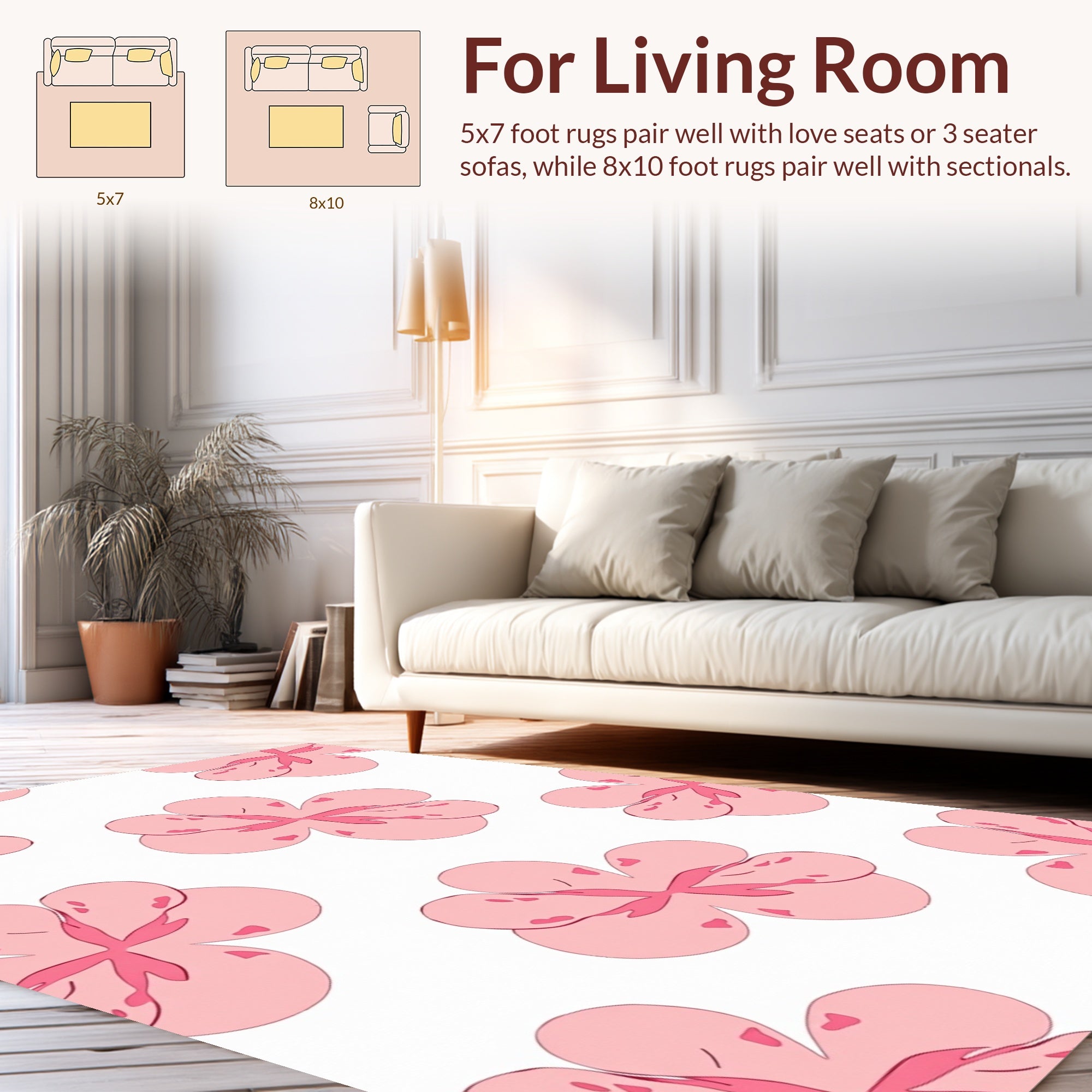 Pink Floral Pattern Design Rug