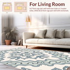 Elegant Blue Floral Medallion Pattern Rug