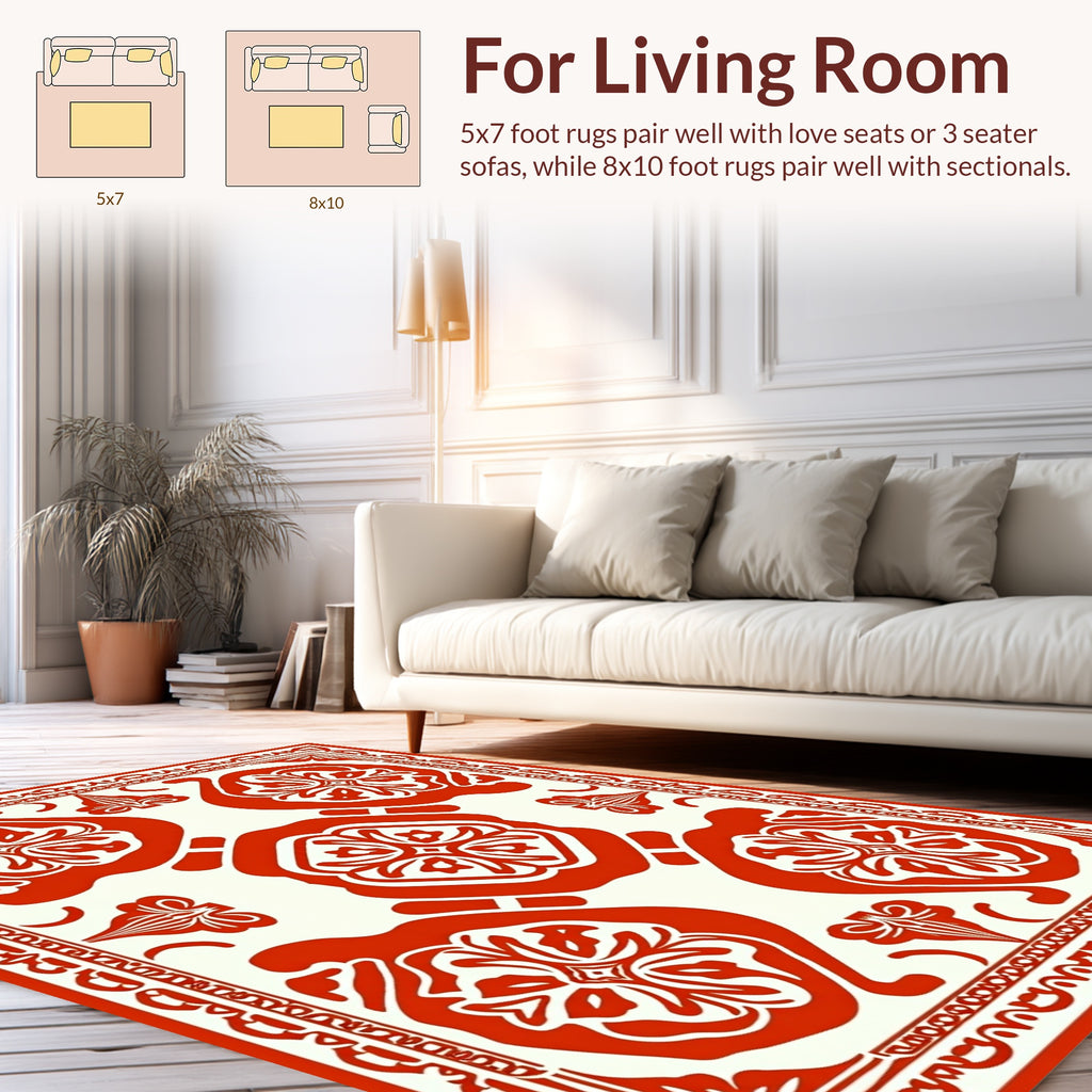 Classic Red Floral Ornamental Rug