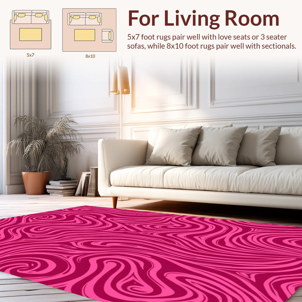 Bold Pink Swirl Design Rug