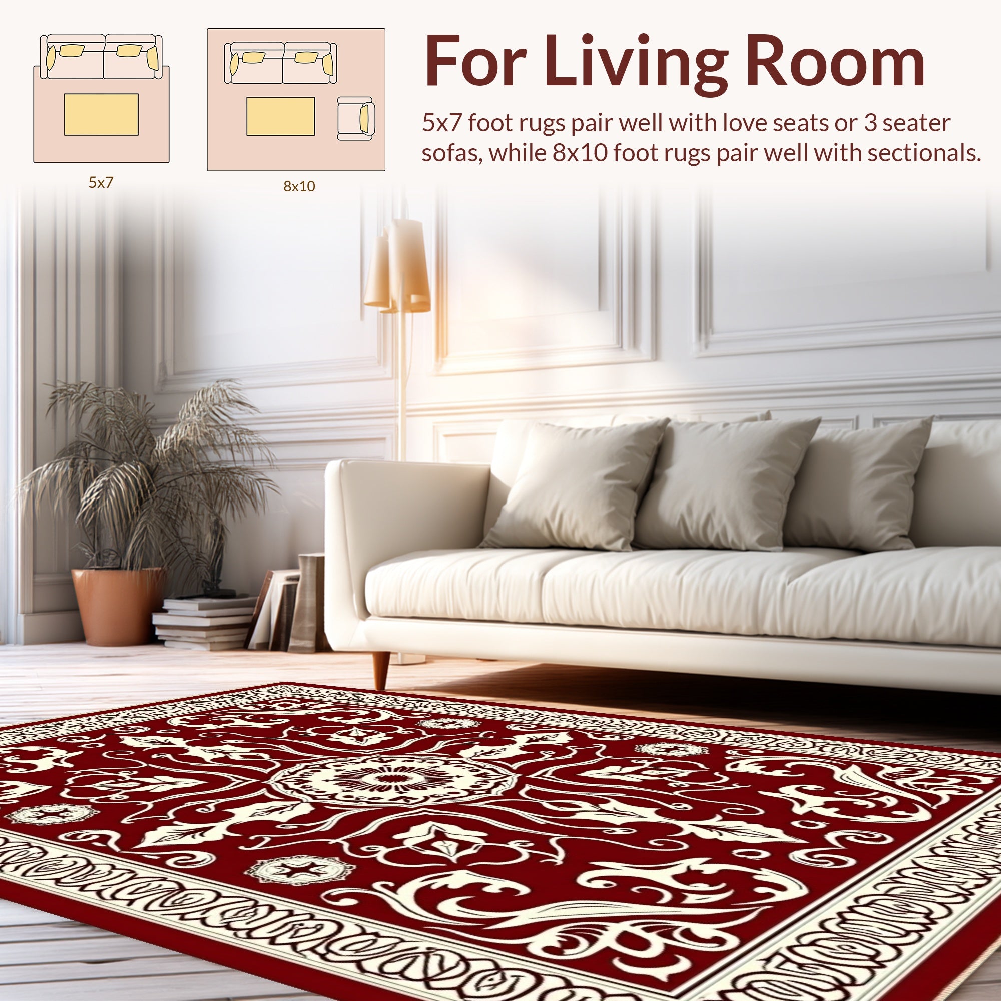 Ornate Red Floral Medallion Rug