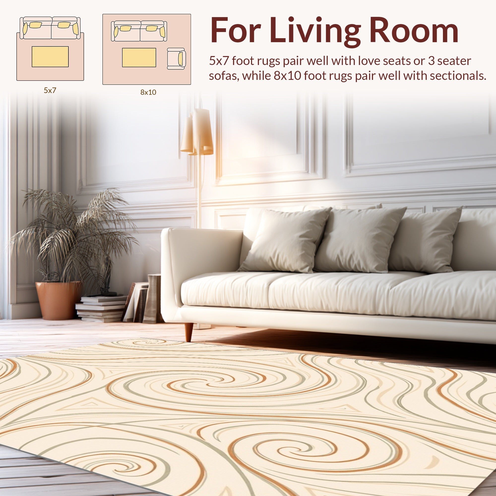 Swirling Organic Pattern In Warm Neutrals Rug
