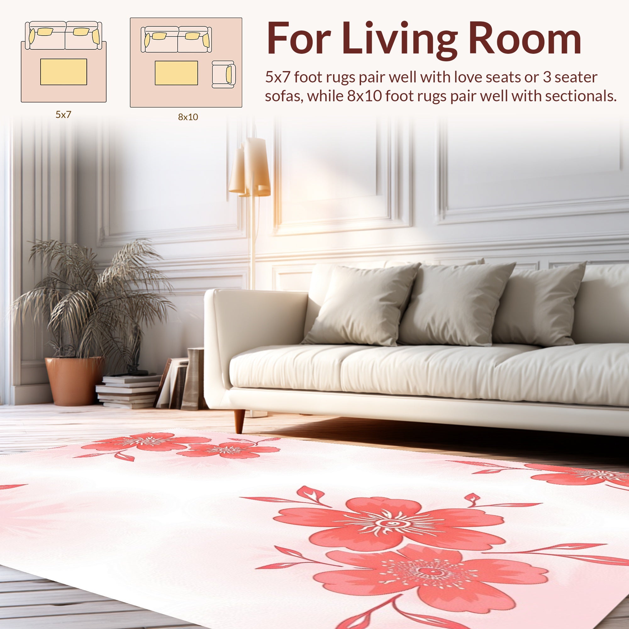 Coral Floral Pattern Design Rug