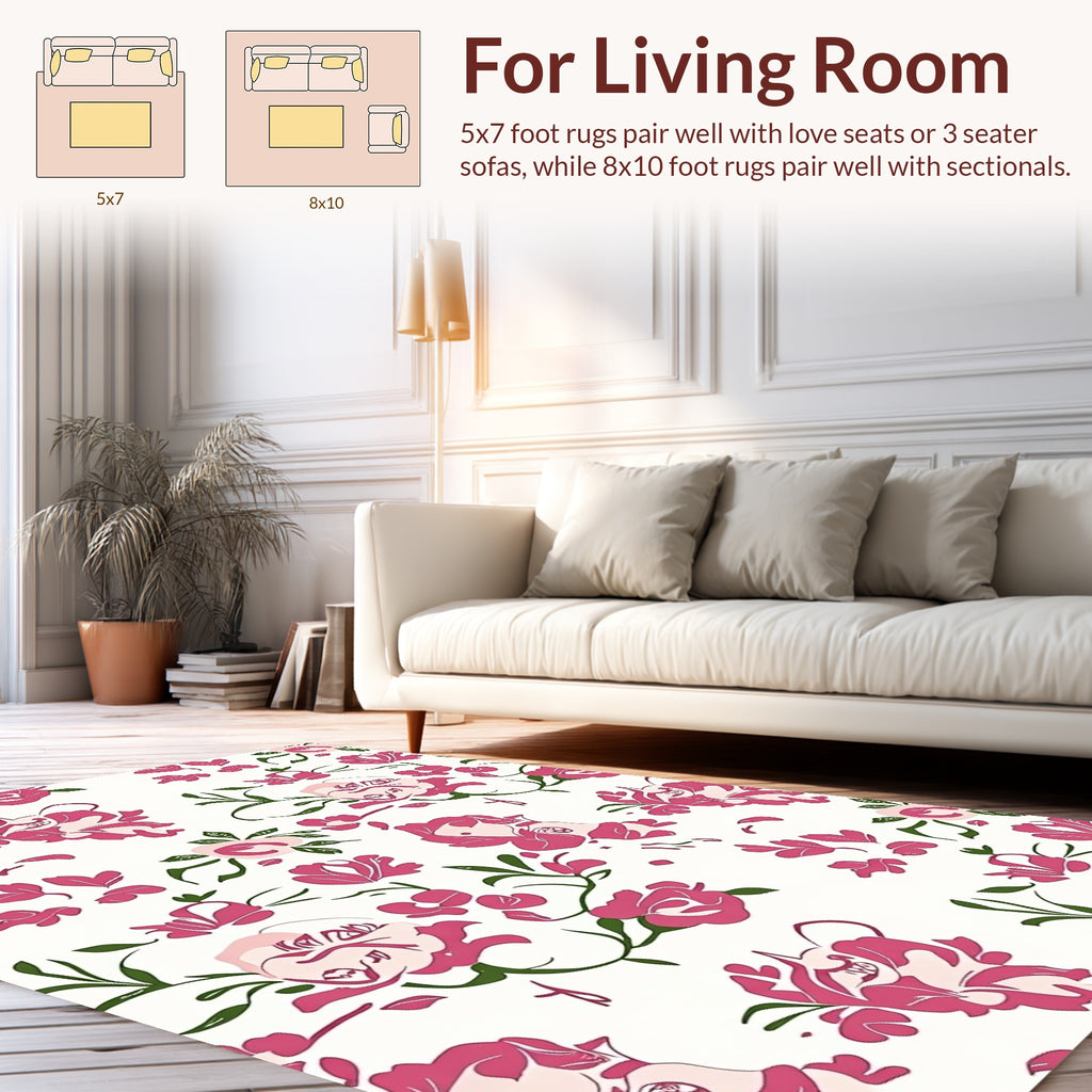 Bold Fuchsia Floral Pattern Rug