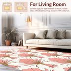Pink Palm Frond Pattern Design Rug