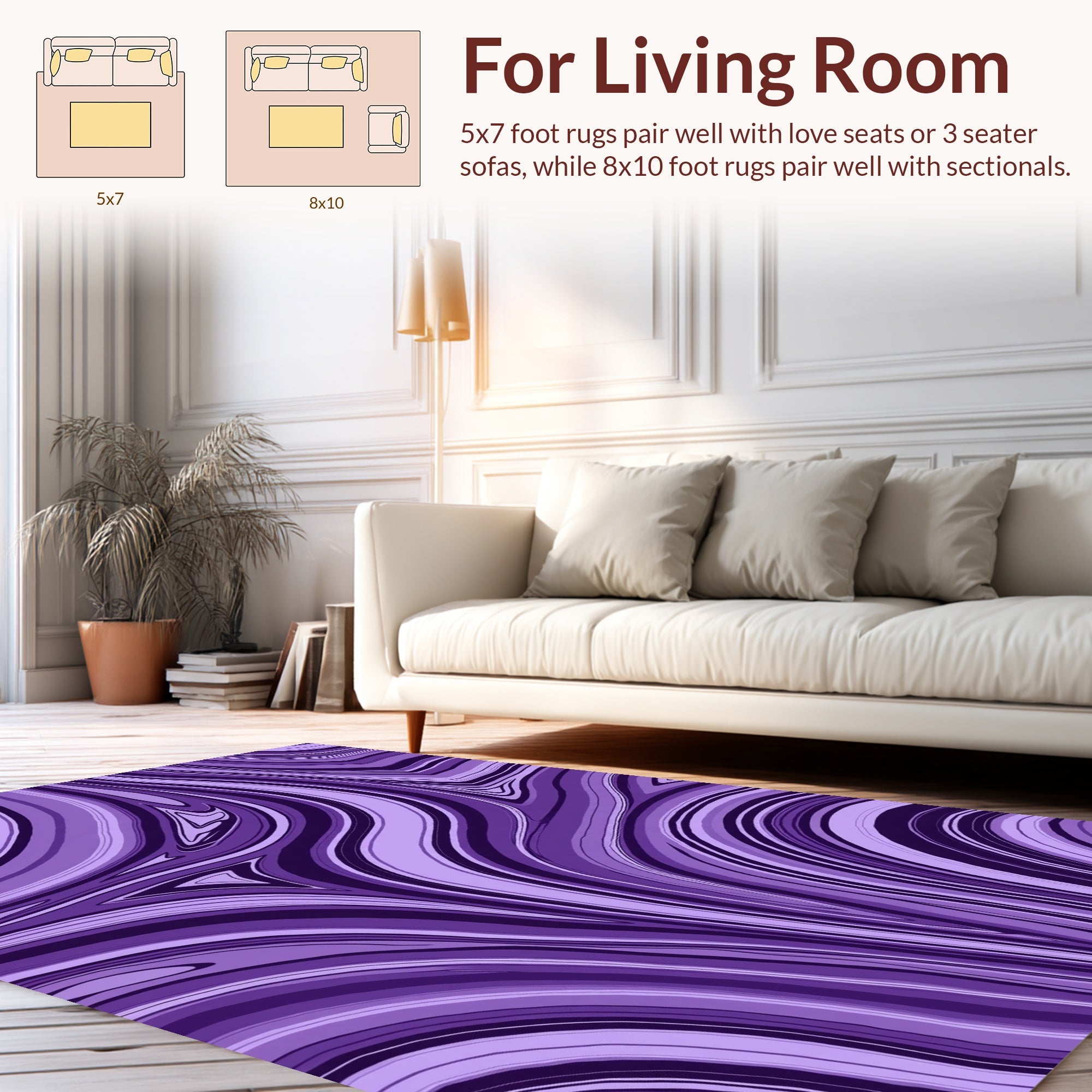Amethyst Swirl Abstract Pattern Rug
