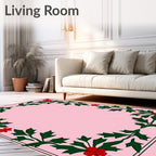 Crimson Holly Garland Pink Rug
