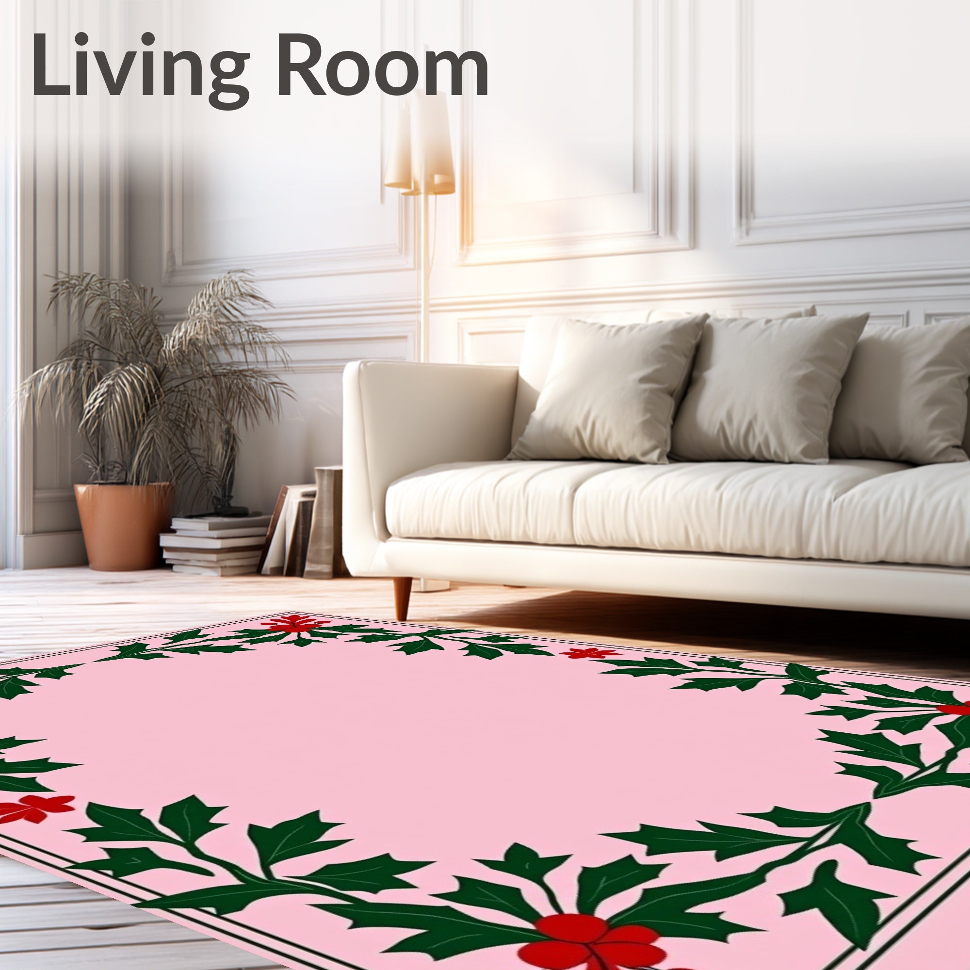 Crimson Holly Garland Pink Rug