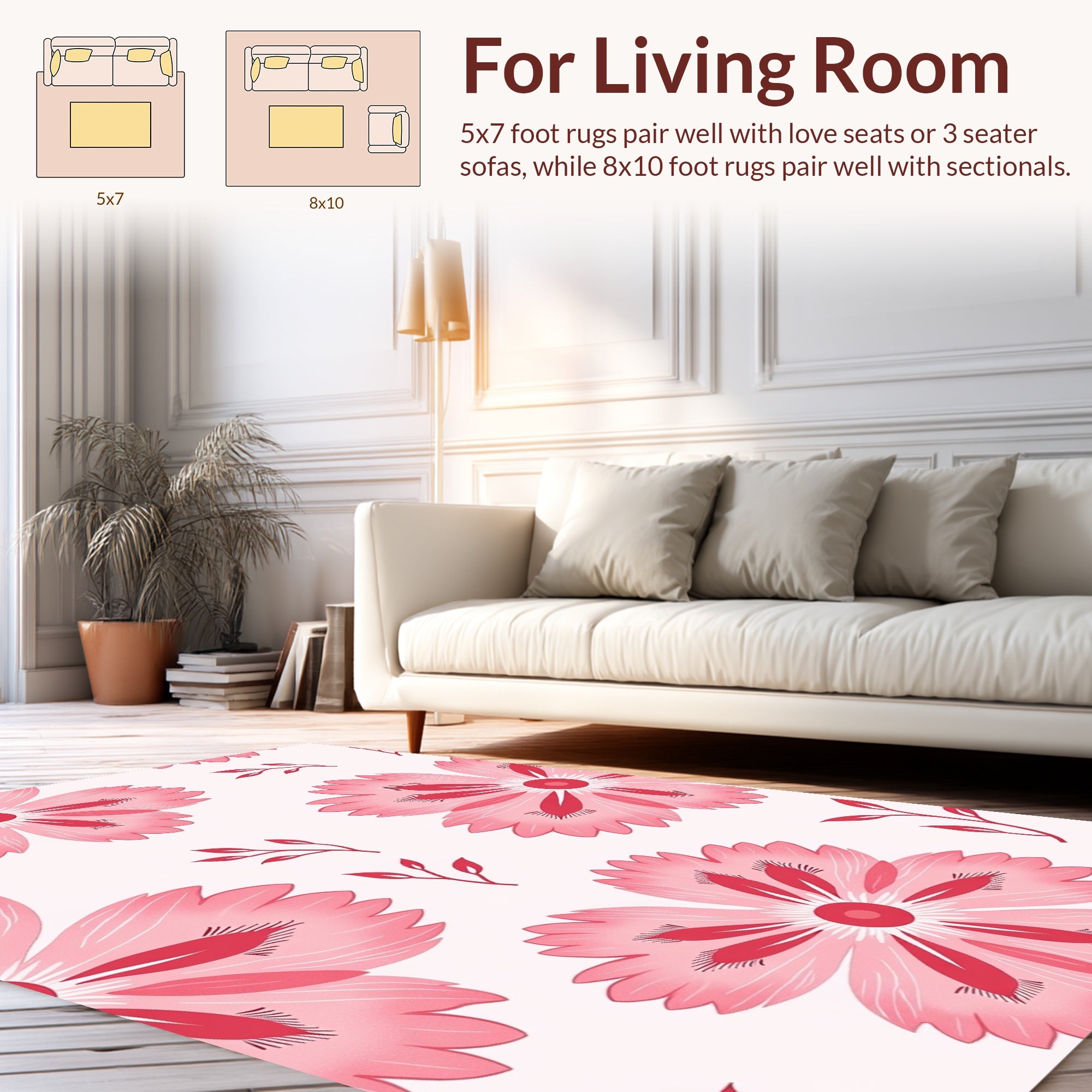 Pink Flower Delicate Pattern Rug