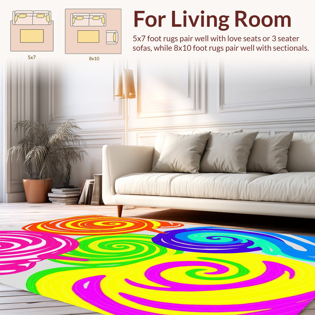 Vibrant Swirl Lollipop Fun Pattern Rug