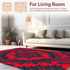 Intricate Floral Mandala Red Blue Rug
