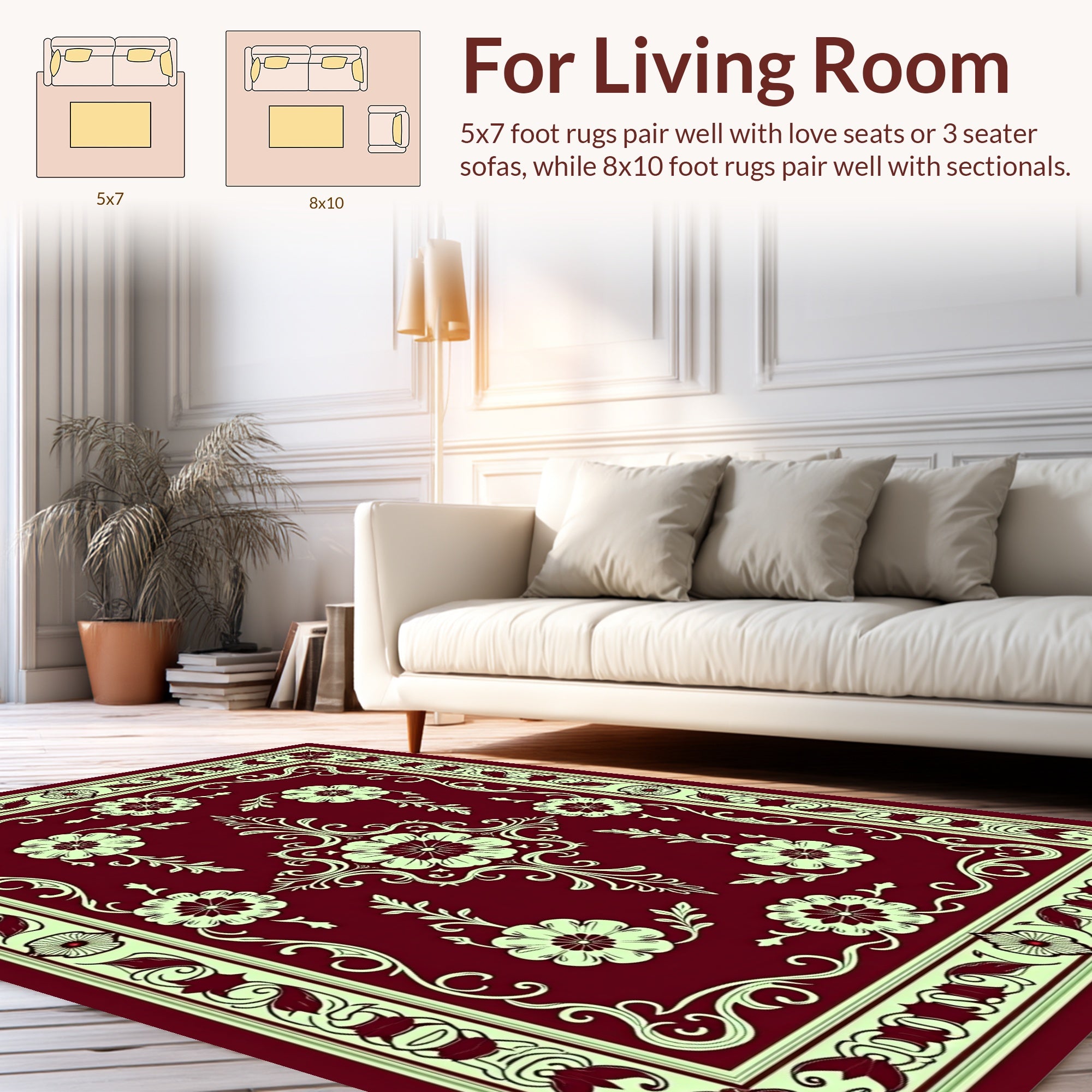 Ornate Floral Border Design Rug